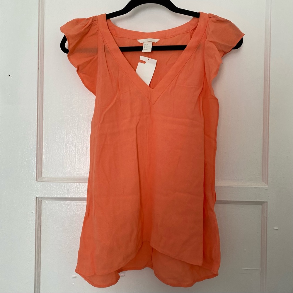 H&M Orange V Neck Top